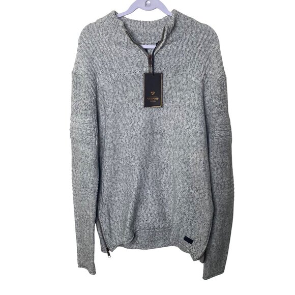 Outpost Makers Ribbed Knit Sweater Mens L Gray 1/4 Career Zip NWT - Picture 1 of 12